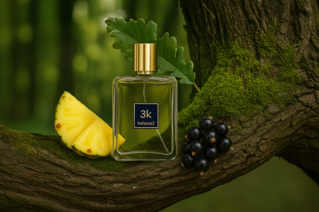 Perfume 3K da Beleza2 inspirado em Creed Aventus com fragrância frutada amadeirada masculina sofisticada